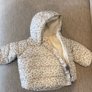 NWOT baby gap ivory leopard kimono puffer coat